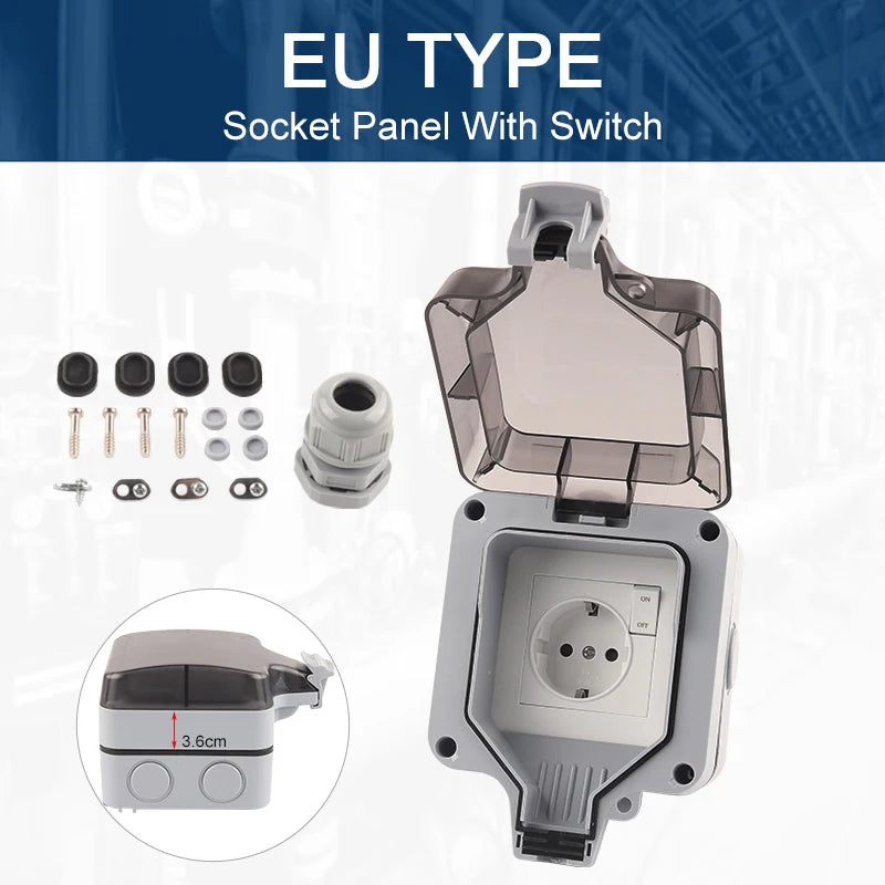 Enchufe de Pared Resistente a la Intemperie con Puertos USB