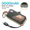 Compact 5000mAh Power Bank with Built-in USB-C Cable