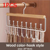 Wall-Mounted 8-Hook Organizer Rack (Iron & Wood)