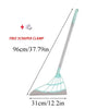 A silicone squeegee broom with a long adjustable handle and a free scraper clamp is shown.