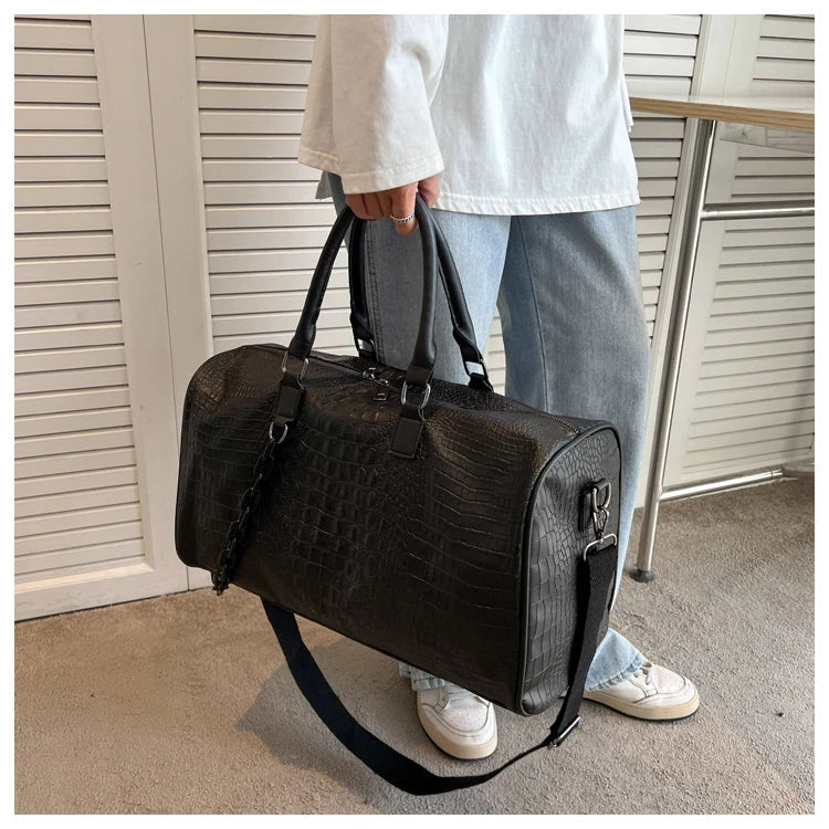 Crocodile Grain Large Capacity Travel Duffle Bag