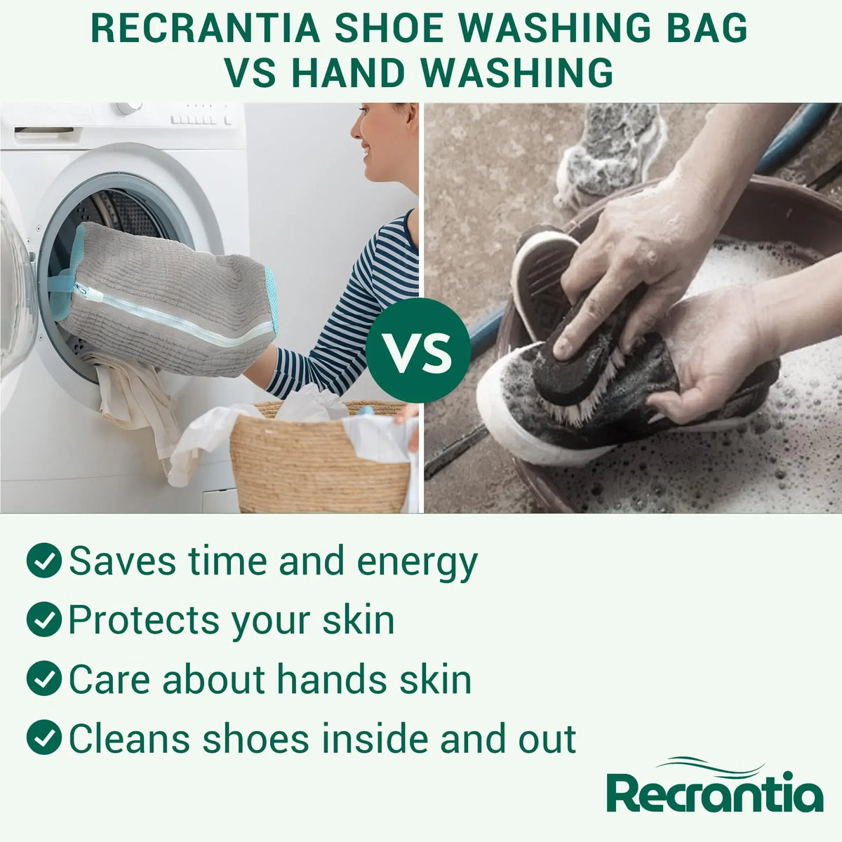 Reusable Shoe Wash Bag with Secure Zip Closure