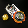 A metal battle spinning top with a sound effect is shown next to its packaging.