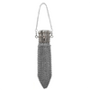 Handcrafted stainless steel coin purse with a silver chain and a textured metal body