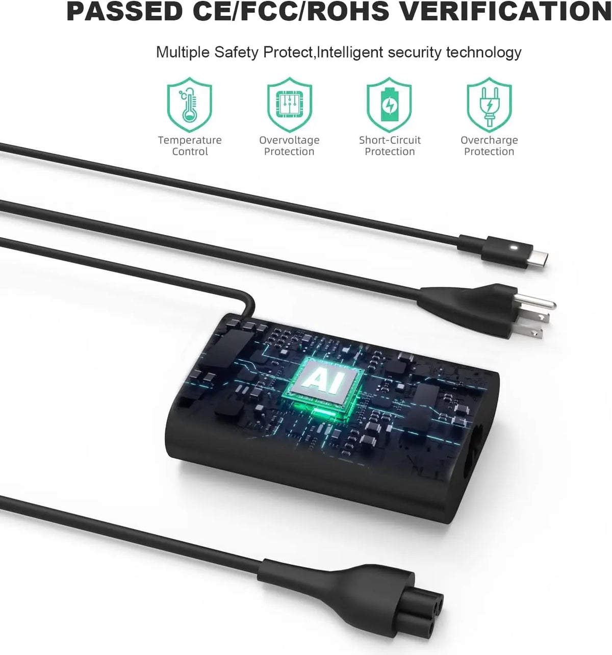 65W USB-C Laptop Charger for Dell Latitude, XPS, and Chromebook