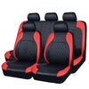 Un ensemble de protections pour sièges de voiture en cuir PU noir et rouge toute saison pour plusieurs sièges.