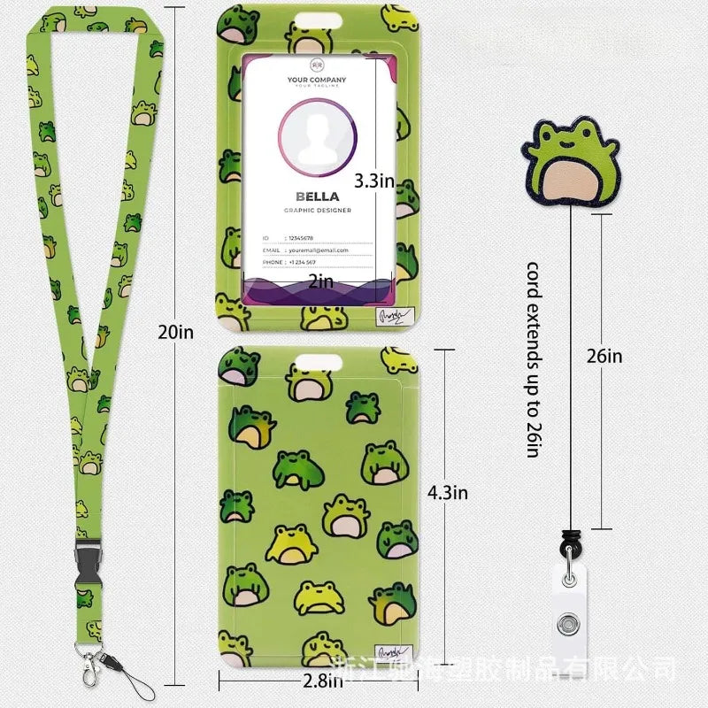 Frog Retractable Badge Holder with Lanyard – Cute ID Card Reel for Work & School