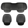 Black breathable PU leather car seat covers shown in two different shapes and sizes