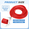 Red rubber steel flexible trim in a coil, showing its size and material details.