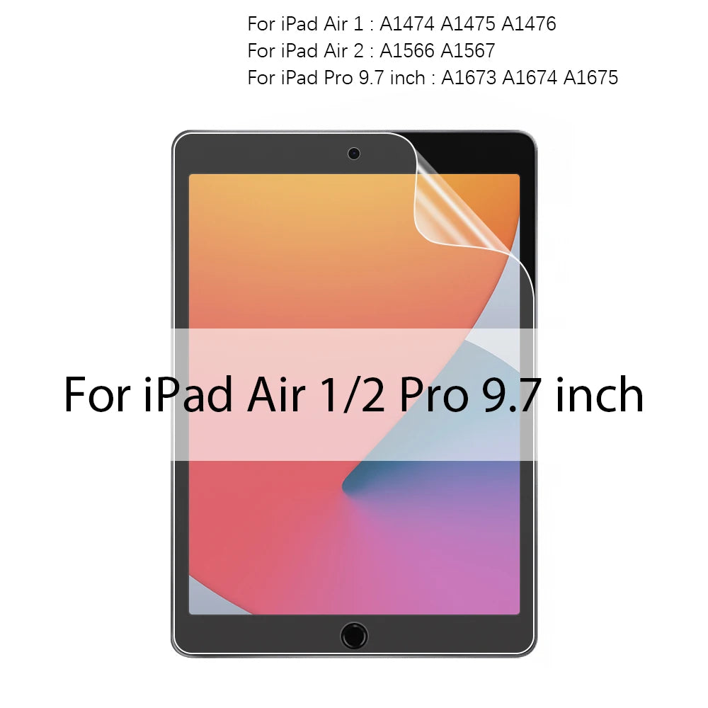 A matte screen protector for an iPad Air 1/2 Pro 9.7 inch tablet.