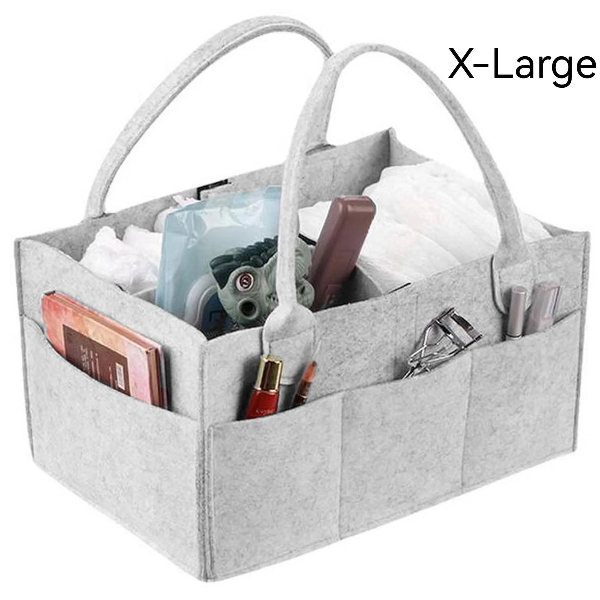 Felt Baby Diaper Caddy Organizer with Pockets and Removable Divider