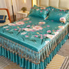 4-Piece Royal Blue Bedding Set with Bed Skirt and Pillow Covers