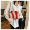 Woven Crochet Hobo Handbag with Colorblock Design