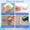 Instructions for installing a heavy-duty stainless steel self-adhesive wall hook on various surfaces.
