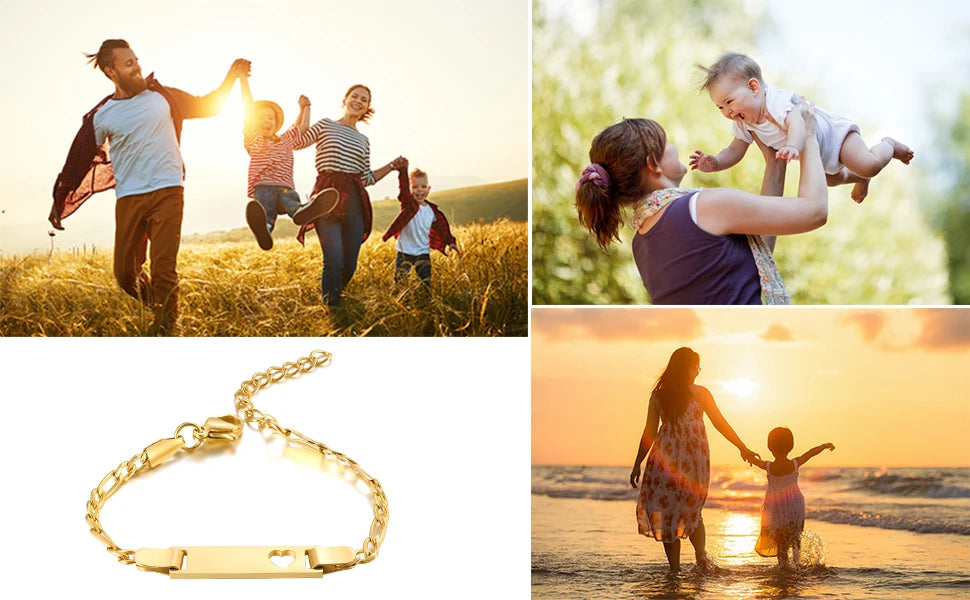 Personalized Stainless Steel Name Bracelet for Baby and Mom