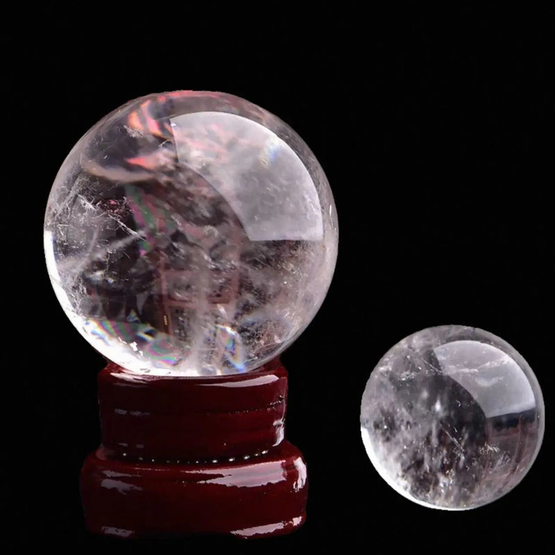Natural Clear White Crystal Quartz Sphere
