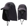 Black UPF 50+ breathable wide brim sun hat shown in a folded or partially opened state.