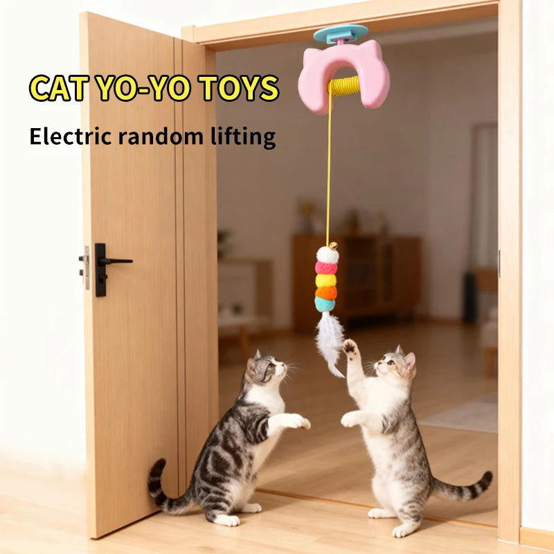 Juguete Colgante Automático para Gatos con Plumas y Cuerdas