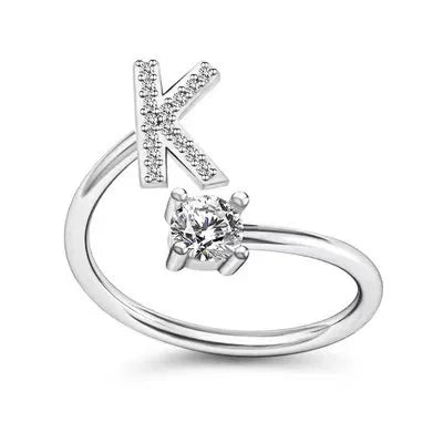 Initial Letter Ring with Zircon Accent