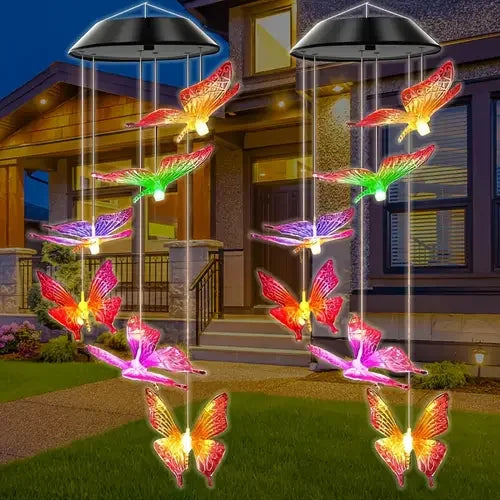 Solar Butterfly Wind Chime with Color-Changing Lights