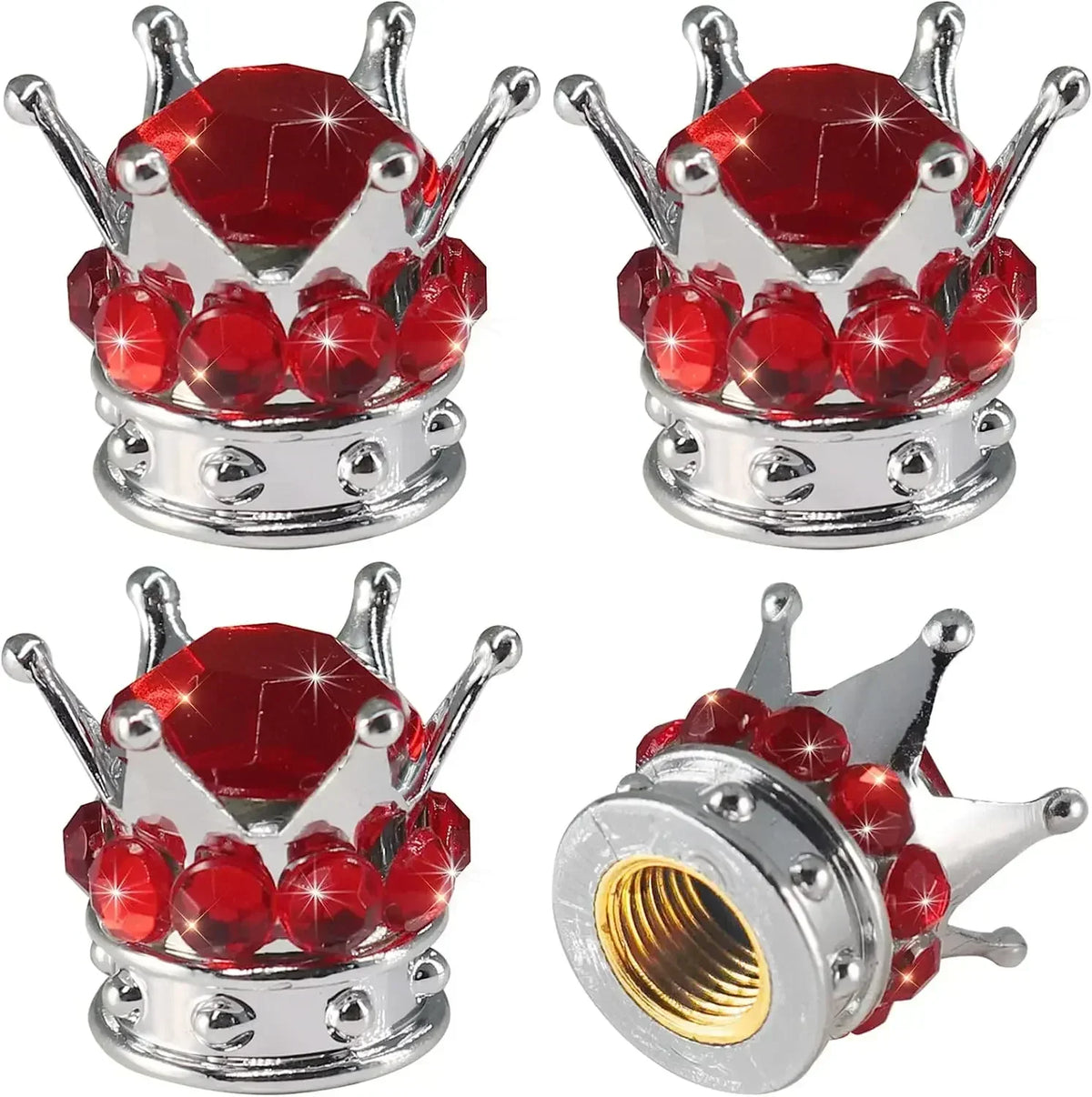 Crystal Crown Tire Valve Caps - Set of 4