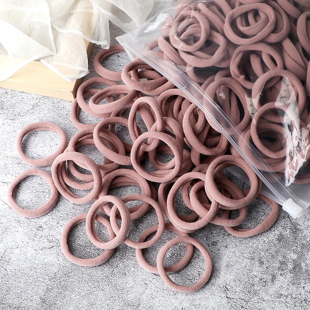 50-Pack Solid Color Elastic Hair Ties for Women & Girls