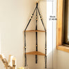 Triangle Wood Floating Wall Shelf with Macrame Rope