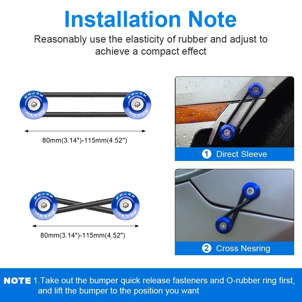 Installation note showing direct sleeve and cross nesring methods for aluminum bumper fasteners