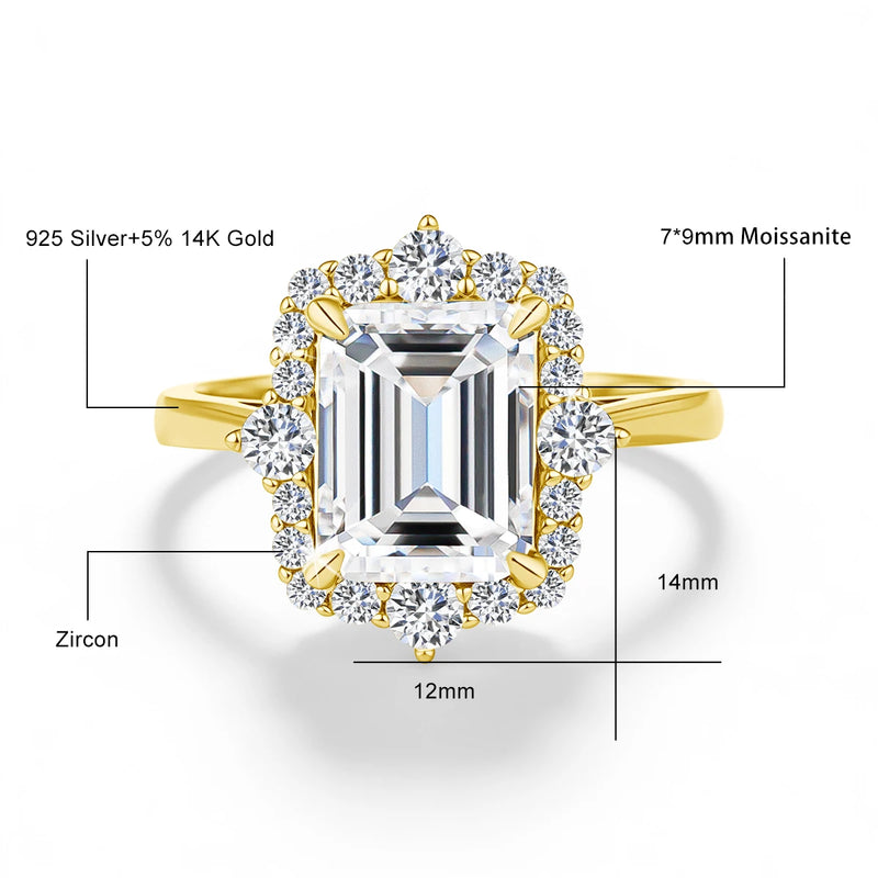 3ct Emerald Cut Moissanite Stackable Ring Set in 14K Gold Filled