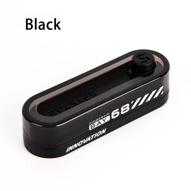 Black premium metal fidget slider with a magnetic core shown in a side view.