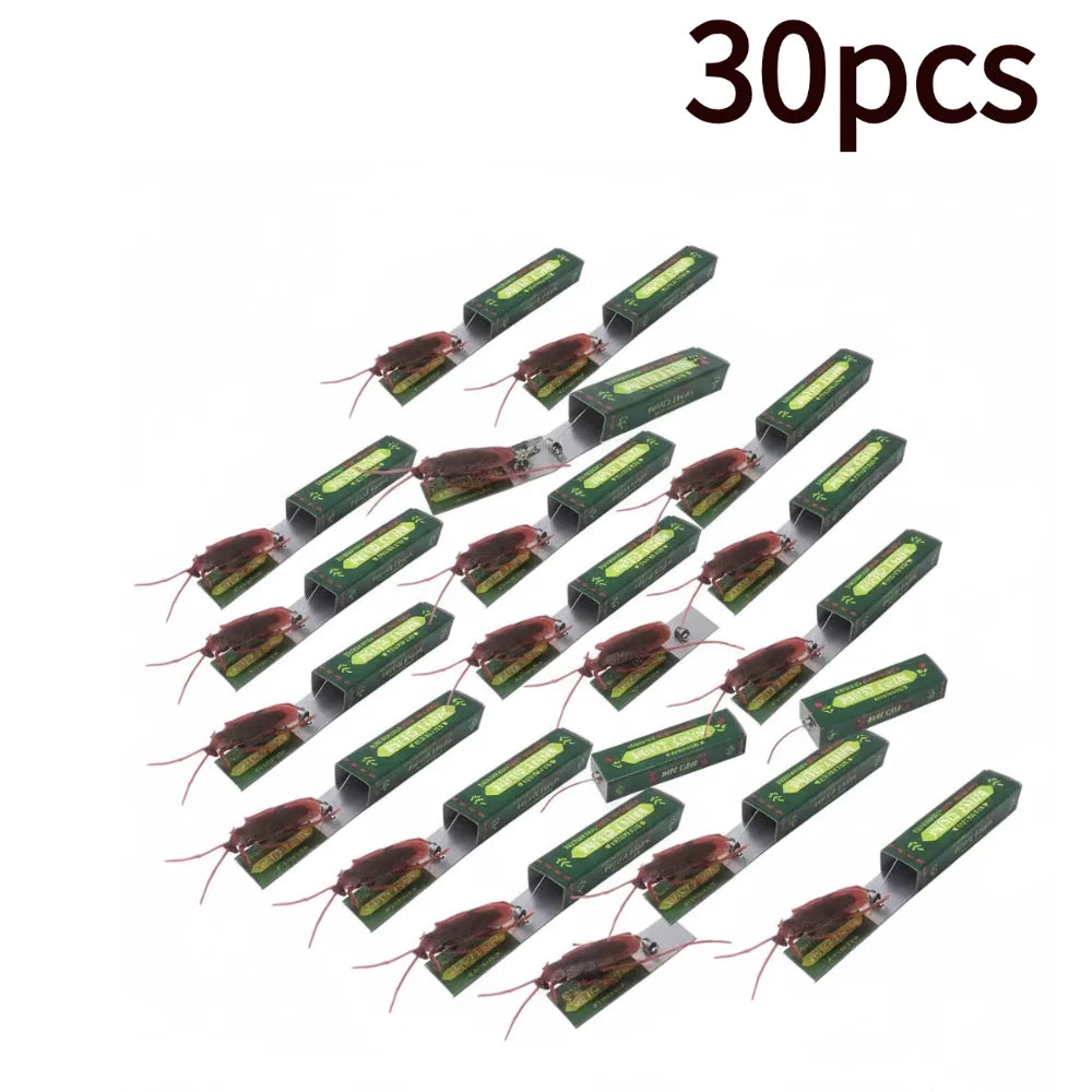 A collection of 30 realistic cockroach prank gum toys.