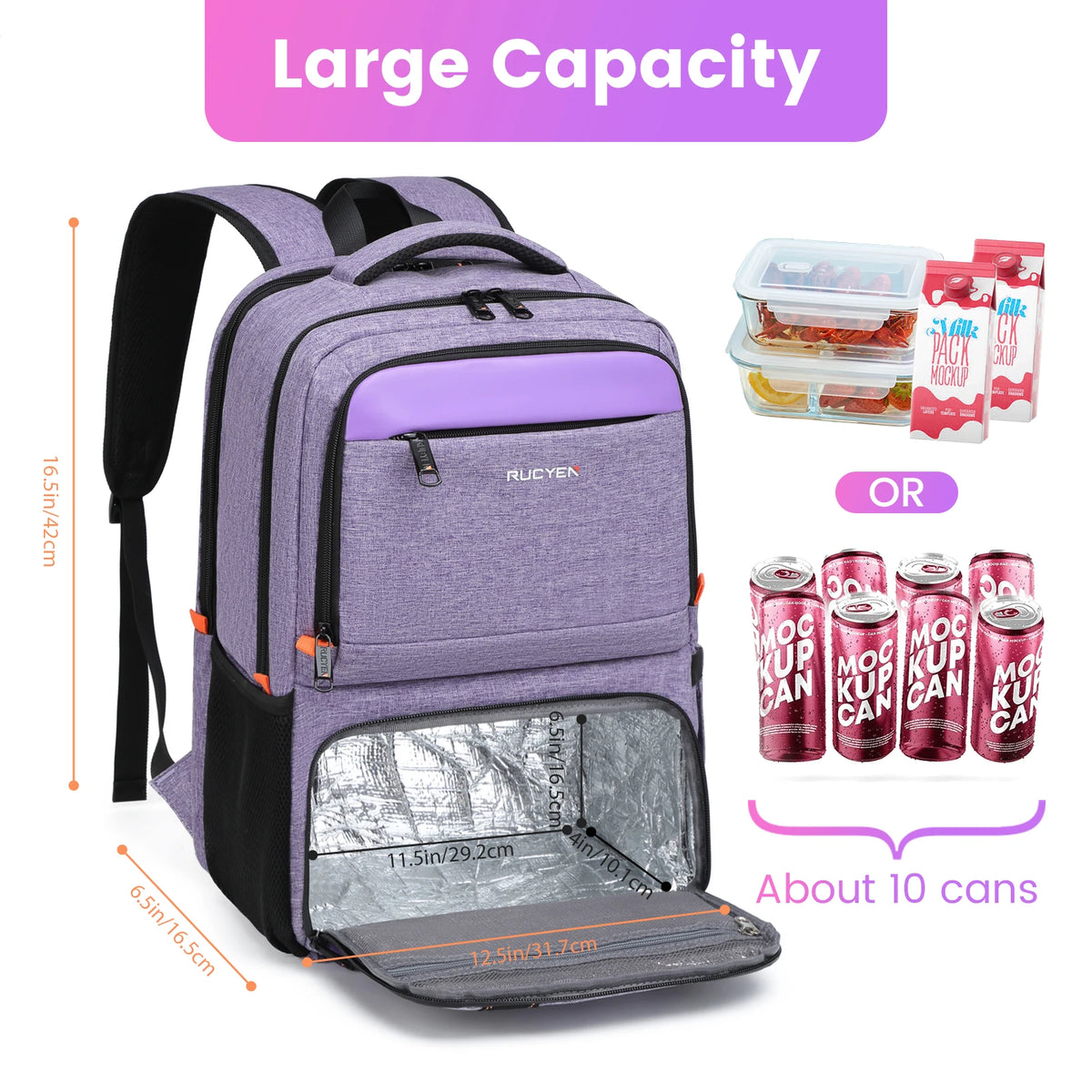 Insulated Lunch Cooler Backpack with Water-Resistant Design
