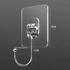 Clear self-adhesive rotating wall hooks for storage, shown against a gray background.