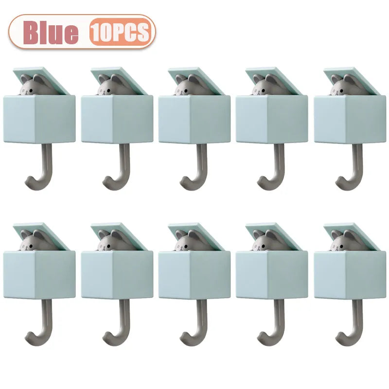Cute Cartoon Cat Wall Hooks - Self-Adhesive