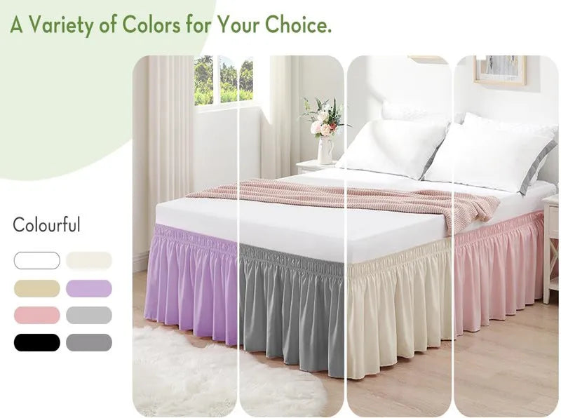 Ruffled Bed Skirt with Elastic Band – No-Lift, Wrinkle-Resistant Design
