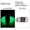 Purple G008H polyester yarn with a luminous green glow effect