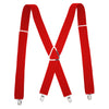 Red classic X-back adjustable suspenders with metal clips
