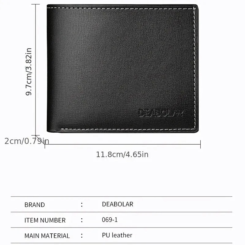Slim PU Leather Folding Wallet with Card Holder