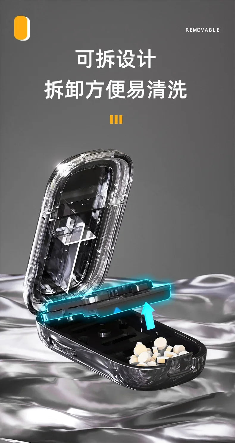 Portable Pill Cutter and Storage Box with Dustproof Lid