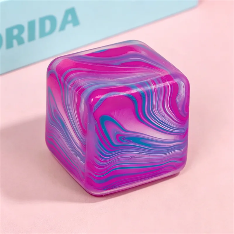 Squishy Stress Relief Cube with Soothing Swirl Design