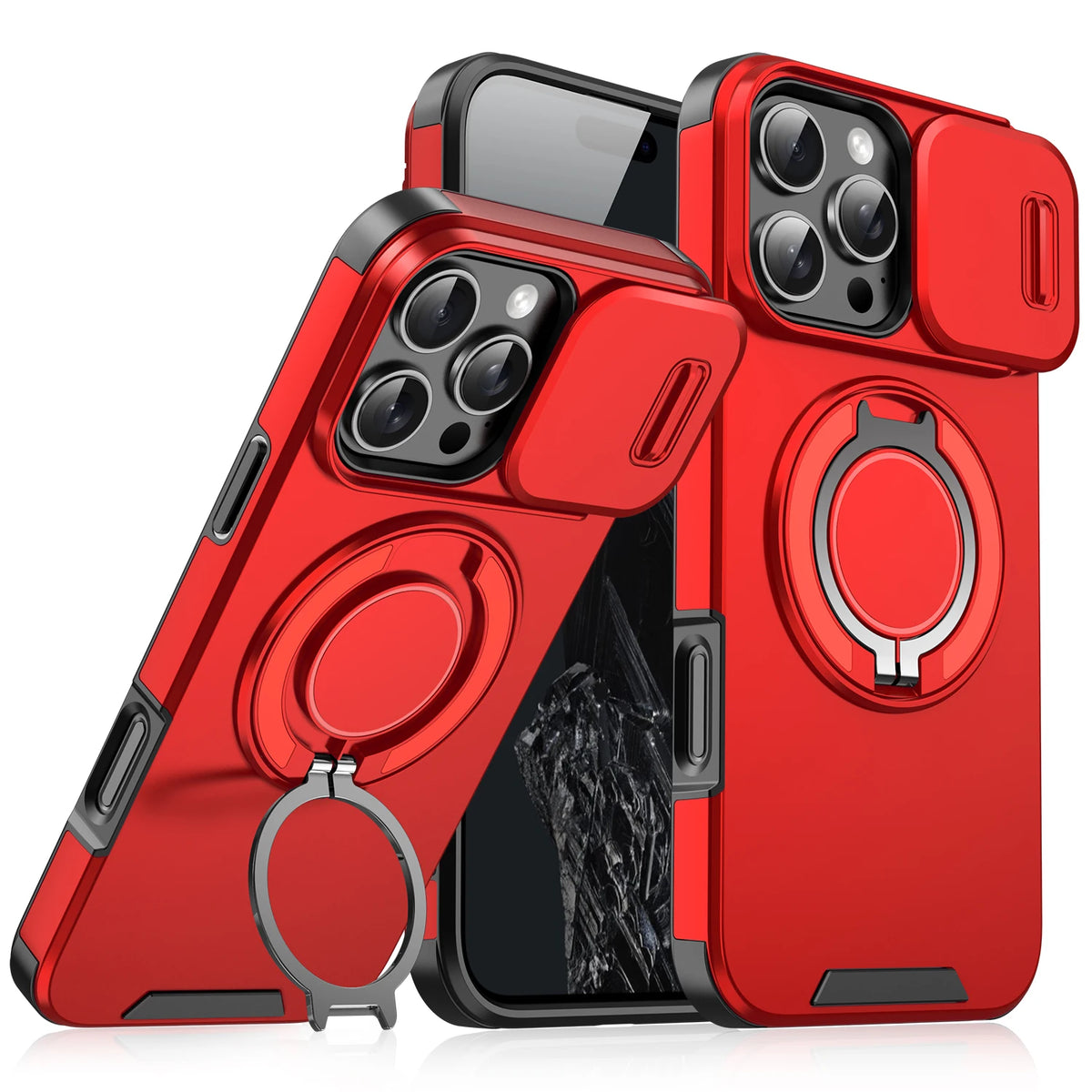 Roter magnetischer Ringhalter-Zubehör, um an iPhone-Hüllen anzubringen.