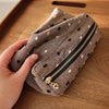 Checkered Striped Cosmetic Bag – Compact Travel Organizer