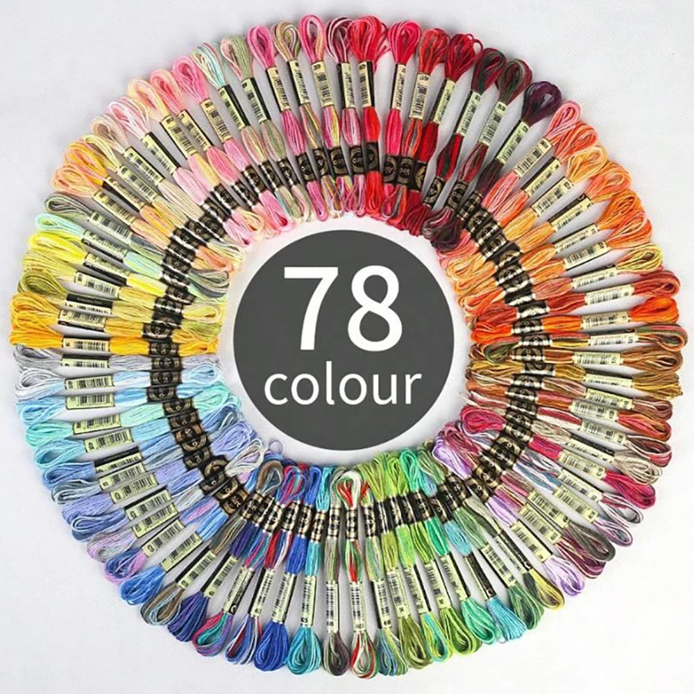 78-Color Ombré Embroidery Floss Set — 8-Meter Gradient Threads for Cross Stitch, Sewing & DIY Crafts