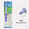 Gray grout pen with a plastic applicator tip shown in a circular view.
