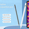 A white active capacitive pen is shown next to a smartphone, highlighting features like Type-c fast charge and real-time powe