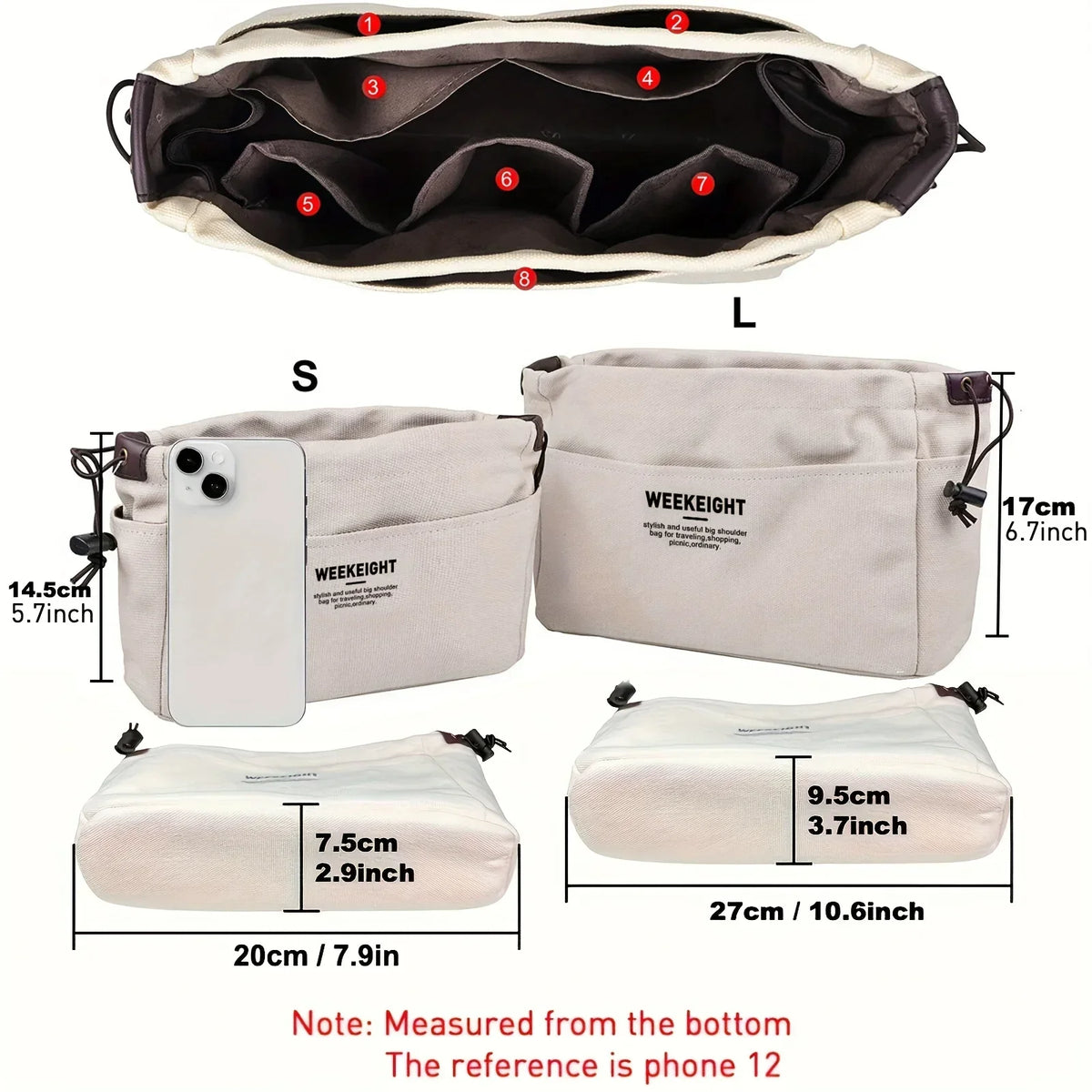 Drawstring Canvas Travel Organizer with Multiple Pockets