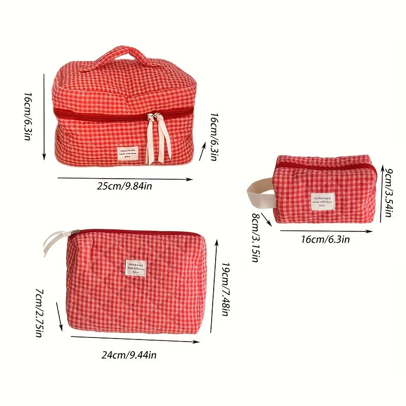 Classic Plaid Makeup Bag – Large Capacity Cosmetic Organizer