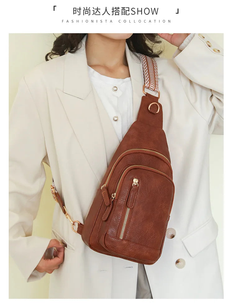 Elegant PU Leather Crossbody Sling Bag for Women
