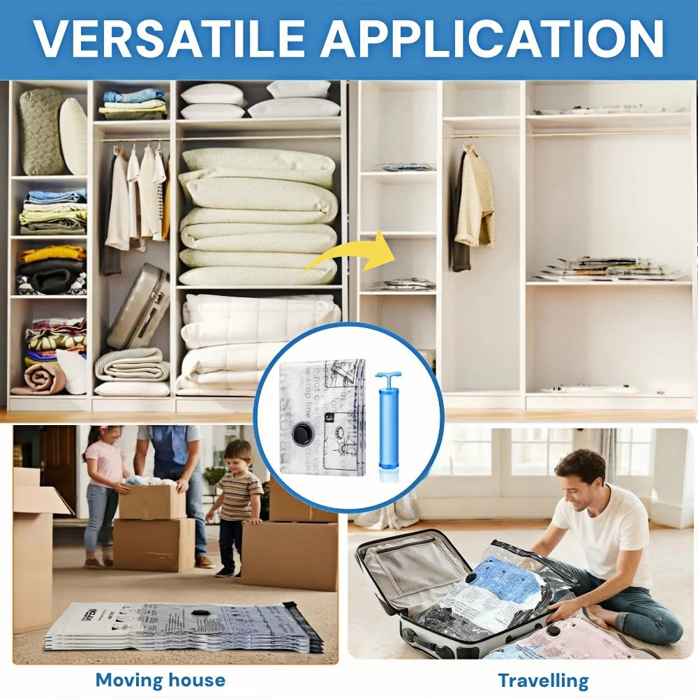 Reusable Vacuum Storage Bags for Travel and Wardrobe Organization