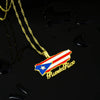 Stainless Steel Puerto Rico Map Pendant Necklace